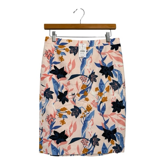 NWT J.Crew Floral Pencil Skirt Pink Blue – Multicolor Garden Print Size 2 Artsy - Picture 2 of 13